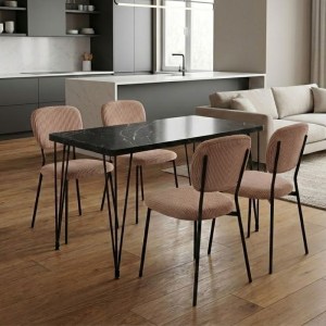 meg-GP100-0131,3-0 ΣΕΤ ΤΡΑΠΕΖΑΡΙΑ 5ΤΜΧ ROGER - KEVIN MEGAPAP MDF - ΥΦΑΣΜΑ ΧΡΩΜΑ ΜΑΥΡΟ ΕΦΕ ΜΑΡΜΑΡΟΥ - ΜΟΚΑ 120X70X75ΕΚ.