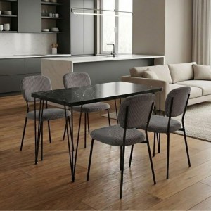 meg-GP100-0131,4-0 ΣΕΤ ΤΡΑΠΕΖΑΡΙΑ 5ΤΜΧ ROGER - KEVIN MEGAPAP MDF - ΥΦΑΣΜΑ ΧΡΩΜΑ ΜΑΥΡΟ ΕΦΕ ΜΑΡΜΑΡΟΥ - ΓΚΡΙ 120X70X75ΕΚ.