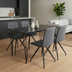 meg-GP100-0133,1-0 ΣΕΤ ΤΡΑΠΕΖΑΡΙΑ 5ΤΜΧ ROGER - BIANCA MEGAPAP MDF - ΥΦΑΣΜΑ ΧΡΩΜΑ ΜΑΥΡΟ ΕΦΕ ΜΑΡΜΑΡΟΥ - ΓΚΡΙ 120X70X75ΕΚ.