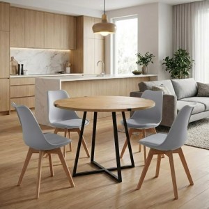 meg-GP100-0145,4-0 ΣΕΤ ΤΡΑΠΕΖΑΡΙΑ 5ΤΜΧ RUBES - VIVA MEGAPAP ΧΡΩΜΑ ΦΥΣΙΚΟ ΟΞΙΑΣ - ΓΚΡΙ Ø100X78ΕΚ.