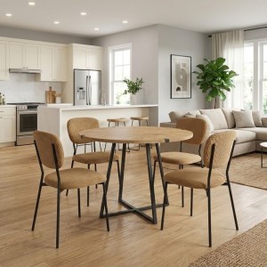 meg-GP100-0150,1-0 ΣΕΤ ΤΡΑΠΕΖΑΡΙΑ 5ΤΜΧ RUBES - KEVIN MEGAPAP ΧΡΩΜΑ ΦΥΣΙΚΟ ΟΞΙΑΣ - ΜΟΥΣΤΑΡΔΙ Ø100X78ΕΚ.