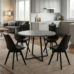 meg-GP100-0157,1-0 ΣΕΤ ΤΡΑΠΕΖΑΡΙΑ 5ΤΜΧ RUBES - VIVA MEGAPAP ΧΡΩΜΑ ΓΚΡΙ ΣΚΥΡΟΔΕΜΑΤΟΣ - ΜΑΥΡΟ Ø100X78ΕΚ.