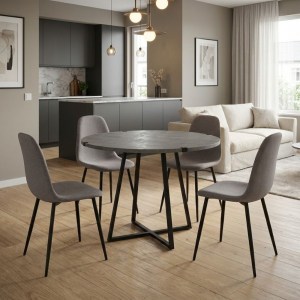 meg-GP100-0158,2-0 ΣΕΤ ΤΡΑΠΕΖΑΡΙΑ 5ΤΜΧ RUBES - IRIS MEGAPAP ΧΡΩΜΑ ΓΚΡΙ ΣΚΥΡΟΔΕΜΑΤΟΣ - ΑΝΟΙΧΤΟ ΜΠΕΖ Ø100X78ΕΚ.