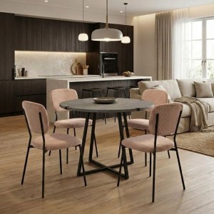 meg-GP100-0163,3-0 ΣΕΤ ΤΡΑΠΕΖΑΡΙΑ 5ΤΜΧ RUBES - KEVIN MEGAPAP ΧΡΩΜΑ ΓΚΡΙ ΣΚΥΡΟΔΕΜΑΤΟΣ - ΜΟΚΑ Ø100X78ΕΚ.