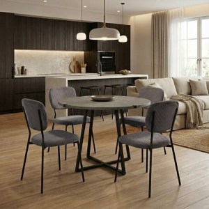 meg-GP100-0163,4-0 ΣΕΤ ΤΡΑΠΕΖΑΡΙΑ 5ΤΜΧ RUBES - KEVIN MEGAPAP ΧΡΩΜΑ ΓΚΡΙ ΣΚΥΡΟΔΕΜΑΤΟΣ - ΑΝΘΡΑΚΙ Ø100X78ΕΚ.