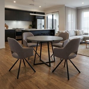 meg-GP100-0168,2-0 ΣΕΤ ΤΡΑΠΕΖΑΡΙΑ 5ΤΜΧ RUBES - GABRIEL MEGAPAP ΧΡΩΜΑ ΓΚΡΙ ΣΚΥΡΟΔΕΜΑΤΟΣ - ΑΝΟΙΧΤΟ ΜΠΕΖ Ø100X78ΕΚ.