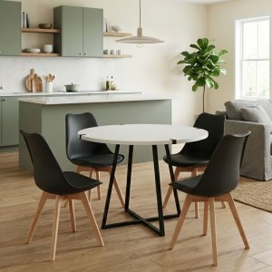 meg-GP100-0172,2-0 ΣΕΤ ΤΡΑΠΕΖΑΡΙΑ 5ΤΜΧ RUBES - VIVA MEGAPAP ΧΡΩΜΑ ΛΕΥΚΟ - ΜΑΥΡΟ Ø100X78ΕΚ.