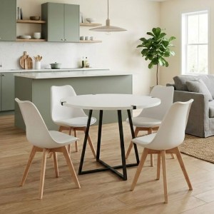 meg-GP100-0172,3-0 ΣΕΤ ΤΡΑΠΕΖΑΡΙΑ 5ΤΜΧ RUBES - VIVA MEGAPAP ΧΡΩΜΑ ΛΕΥΚΟ - ΛΕΥΚΟ/ΦΥΣΙΚΟ ΠΟΔΙ Ø100X78ΕΚ.