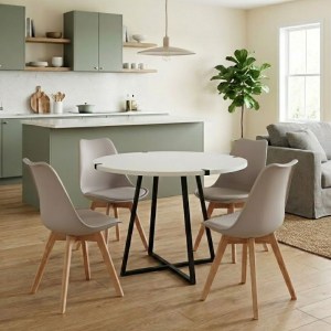 meg-GP100-0172,5-0 ΣΕΤ ΤΡΑΠΕΖΑΡΙΑ 5ΤΜΧ RUBES - VIVA MEGAPAP ΧΡΩΜΑ ΛΕΥΚΟ - CAPPUCCINO Ø100X78ΕΚ.