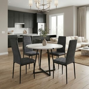 meg-GP100-0175,1-0 ΣΕΤ ΤΡΑΠΕΖΑΡΙΑ 5ΤΜΧ RUBES - ROSA MEGAPAP ΧΡΩΜΑ ΛΕΥΚΟ - ΓΚΡΙ Ø100X78ΕΚ.