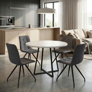 meg-GP100-0180,1-0 ΣΕΤ ΤΡΑΠΕΖΑΡΙΑ 5ΤΜΧ RUBES - BIANCA MEGAPAP ΧΡΩΜΑ ΛΕΥΚΟ - ΓΚΡΙ Ø100X78ΕΚ.