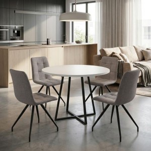 meg-GP100-0180,2-0 ΣΕΤ ΤΡΑΠΕΖΑΡΙΑ 5ΤΜΧ RUBES - BIANCA MEGAPAP ΧΡΩΜΑ ΛΕΥΚΟ - ΑΝΟΙΧΤΟ ΜΠΕΖ Ø100X78ΕΚ.