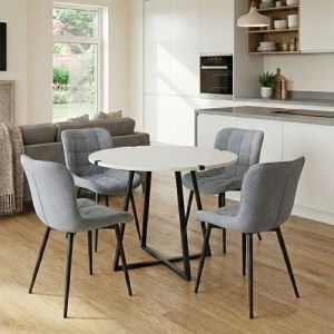 meg-GP100-0183,2-0 ΣΕΤ ΤΡΑΠΕΖΑΡΙΑ 5ΤΜΧ RUBES - CHIARA MEGAPAP ΧΡΩΜΑ ΛΕΥΚΟ - ΓΚΡΙ Ø100X78ΕΚ.