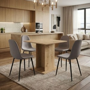 meg-GP100-0191,2-0 ΣΕΤ ΤΡΑΠΕΖΑΡΙΑ 5ΤΜΧ ALLOS - IRIS MEGAPAP ΧΡΩΜΑ SAPPHIRE OAK - ΑΝΟΙΧΤΟ ΜΠΕΖ 75X75X77ΕΚ.