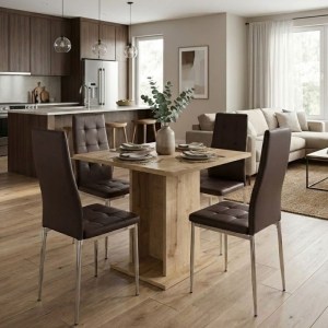 meg-GP100-0193,3-0 ΣΕΤ ΤΡΑΠΕΖΑΡΙΑ 5ΤΜΧ ALLOS - ROSA MEGAPAP ΧΡΩΜΑ SAPPHIRE OAK - ΚΑΦΕ/ΧΡΩΜΙΟΥ ΠΟΔΙ 75X75X77ΕΚ.