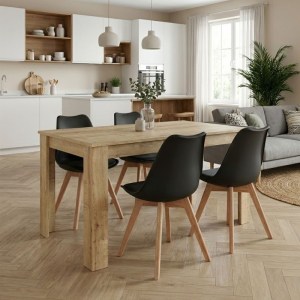 meg-GP100-0201,2-0 ΣΕΤ ΤΡΑΠΕΖΑΡΙΑ 5ΤΜΧ DARLEN - VIVA MEGAPAP ΧΡΩΜΑ SAPPHIRE OAK - ΜΑΥΡΟ/ΦΥΣΙΚΟ ΠΟΔΙ 125X72X74ΕΚ.