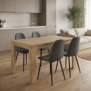 meg-GP100-0202,1-0 ΣΕΤ ΤΡΑΠΕΖΑΡΙΑ 5ΤΜΧ DARLEN - IRIS MEGAPAP ΧΡΩΜΑ SAPPHIRE OAK - ΓΚΡΙ 125X72X74ΕΚ.