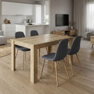 meg-GP100-0203,1-0 ΣΕΤ ΤΡΑΠΕΖΑΡΙΑ 5ΤΜΧ DARLEN - IRIS MEGAPAP ΧΡΩΜΑ SAPPHIRE OAK - ΓΚΡΙ/ΦΥΣΙΚΟ ΠΟΔΙ 125X72X74ΕΚ.