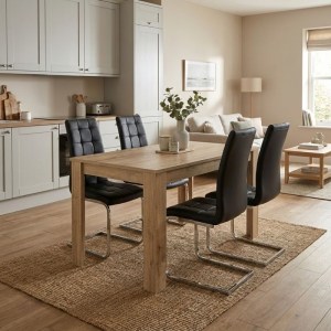 meg-GP100-0207,1-0 ΣΕΤ ΤΡΑΠΕΖΑΡΙΑ 5ΤΜΧ DARLEN - VELA MEGAPAP ΧΡΩΜΑ SAPPHIRE OAK - ΜΑΥΡΟ 125X72X74ΕΚ.