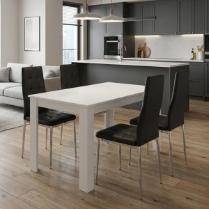 meg-GP100-0220,1-0 ΣΕΤ ΤΡΑΠΕΖΑΡΙΑ 5ΤΜΧ DARLEN - ROSA MEGAPAP ΧΡΩΜΑ ΛΕΥΚΟ - ΜΑΥΡΟ/ΧΡΩΜΙΟΥ ΠΟΔΙ 125X72X74ΕΚ.