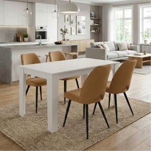 meg-GP100-0228,3-0 ΣΕΤ ΤΡΑΠΕΖΑΡΙΑ 5ΤΜΧ DARLEN - CHRISTY MEGAPAP ΧΡΩΜΑ ΛΕΥΚΟ - ΜΟΥΣΤΑΡΔΙ 125X72X74ΕΚ.