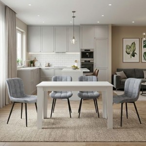 meg-GP100-0230,2-0 ΣΕΤ ΤΡΑΠΕΖΑΡΙΑ 5ΤΜΧ DARLEN - CHIARA MEGAPAP ΧΡΩΜΑ ΛΕΥΚΟ - ΓΚΡΙ 125X72X74ΕΚ.