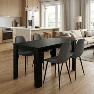 meg-GP100-0250,1-0 ΣΕΤ ΤΡΑΠΕΖΑΡΙΑ 5ΤΜΧ DARLEN - IRIS MEGAPAP ΧΡΩΜΑ SENCRON BLACK - ΓΚΡΙ 125X72X74ΕΚ.