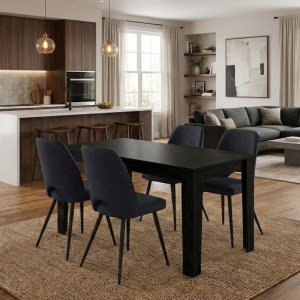 meg-GP100-0260,1-0 ΣΕΤ ΤΡΑΠΕΖΑΡΙΑ 5ΤΜΧ DARLEN - CHRISTY MEGAPAP ΧΡΩΜΑ SENCRON BLACK - ΑΝΘΡΑΚΙ 125X72X74ΕΚ.