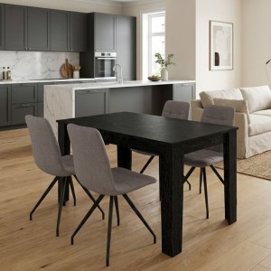 meg-GP100-0261,2-0 ΣΕΤ ΤΡΑΠΕΖΑΡΙΑ 5ΤΜΧ DARLEN - BIANCA MEGAPAP ΧΡΩΜΑ SENCRON BLACK - ΑΝΟΙΧΤΟ ΜΠΕΖ 125X72X74ΕΚ.