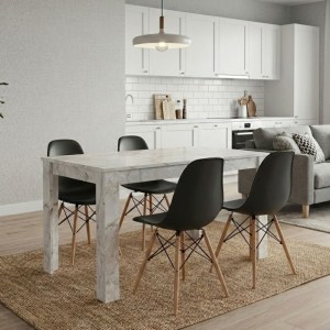 meg-GP100-0263,1-0 ΣΕΤ ΤΡΑΠΕΖΑΡΙΑ 5ΤΜΧ DARLEN - NOVA MEGAPAP ΧΡΩΜΑ ΛΕΥΚΟ ΕΦΕ ΜΑΡΜΑΡΟΥ - ΜΑΥΡΟ 125X72X74ΕΚ.