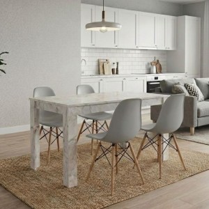 meg-GP100-0263,3-0 ΣΕΤ ΤΡΑΠΕΖΑΡΙΑ 5ΤΜΧ DARLEN - NOVA MEGAPAP ΧΡΩΜΑ ΛΕΥΚΟ ΕΦΕ ΜΑΡΜΑΡΟΥ - ΓΚΡΙ 125X72X74ΕΚ.