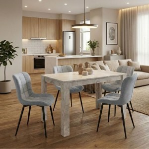 meg-GP100-0278,2-0 ΣΕΤ ΤΡΑΠΕΖΑΡΙΑ 5ΤΜΧ DARLEN - CHIARA MEGAPAP ΧΡΩΜΑ ΛΕΥΚΟ ΕΦΕ ΜΑΡΜΑΡΟΥ - ΓΚΡΙ 125X72X74ΕΚ.