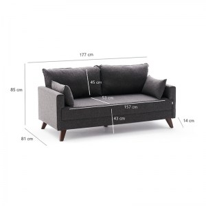 meg-PRGP043-0026,4-6 ΚΑΝΑΠΕΣ BELLA MEGAPAP ΔΙΘΕΣΙΟΣ ΥΦΑΣΜΑΤΙΝΟΣ ΧΡΩΜΑ ΑΝΘΡΑΚΙ 177X81X85ΕΚ.
