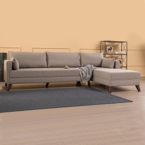 meg-PRGP043-0031,1-1 ΓΩΝΙΑΚΟΣ ΚΑΝΑΠΕΣ BELLA MEGAPAP ΔΕΞΙΑ ΓΩΝΙΑ ΥΦΑΣΜΑΤΙΝΟΣ ΧΡΩΜΑ ΚΡΕΜ 275X165X85ΕΚ.