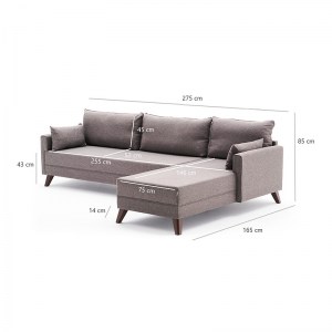 meg-PRGP043-0031,5-6 ΓΩΝΙΑΚΟΣ ΚΑΝΑΠΕΣ BELLA MEGAPAP ΔΕΞΙΑ ΓΩΝΙΑ ΥΦΑΣΜΑΤΙΝΟΣ ΧΡΩΜΑ ΚΑΦΕ 275X165X85ΕΚ.