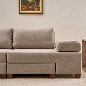 meg-PRGP043-0086,1-3 ΚΑΝΑΠΕΣ - ΚΡΕΒΑΤΙ ΠΟΛΥΜΟΡΦΙΚΟΣ PERENNA MEGAPAP ΤΡΙΘΕΣΙΟΣ ΥΦΑΣΜΑΤΙΝΟΣ ΧΡΩΜΑ ΚΡΕΜ 233X93X83ΕΚ.