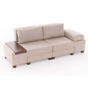 meg-PRGP043-0086,1-6 ΚΑΝΑΠΕΣ - ΚΡΕΒΑΤΙ ΠΟΛΥΜΟΡΦΙΚΟΣ PERENNA MEGAPAP ΤΡΙΘΕΣΙΟΣ ΥΦΑΣΜΑΤΙΝΟΣ ΧΡΩΜΑ ΚΡΕΜ 233X93X83ΕΚ.