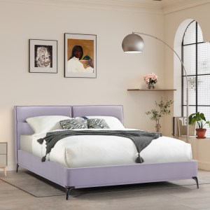 pak-006-000048-1 ΚΡΕΒΑΤΙ IKINA PAKOWORLD ΒΕΛΟΥΔΟ ΣΕ ΑΝΟΙΧΤΟ ΓΚΡΙ ΑΠΟΧΡΩΣΗ 160X200ΕΚ