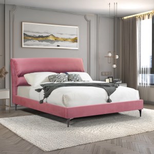 pak-006-000051-1 ΚΡΕΒΑΤΙ ARYNA PAKOWORLD ΒΕΛΟΥΔΟ ΣΕ ΡΟΖ ΑΠΟΧΡΩΣΗ 160X200ΕΚ