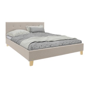 pak-006-000053 ΚΡΕΒΑΤΙ MAGO PAKOWORLD ΥΦΑΣΜΑ ΣΕ ΕΚΡΟΥ ΑΠΟΧΡΩΣΗ ΜΕ ΦΥΣΙΚΟ ΞΥΛΙΝΟ ΠΟΔΙ 140X200ΕΚ