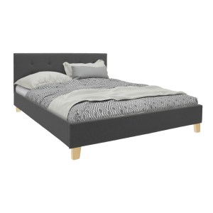 pak-006-000054 ΚΡΕΒΑΤΙ MAGO PAKOWORLD ΥΦΑΣΜΑ ΣΕ ΑΝΘΡΑΚΙ ΑΠΟΧΡΩΣΗ ΜΕ ΦΥΣΙΚΟ ΞΥΛΙΝΟ ΠΟΔΙ 140X200ΕΚ