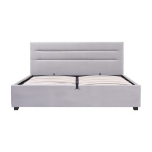 pak-006-000059-2 ΚΡΕΒΑΤΙ MOLITO PAKOWORLD ΒΕΛΟΥΔΟ ΣΕ ΓΚΡΙ ΑΠΟΧΡΩΣΗ ΜΕ ΑΠΟΘΗΚΕΥΤΙΚΟ ΧΩΡΟ150X200ΕΚ