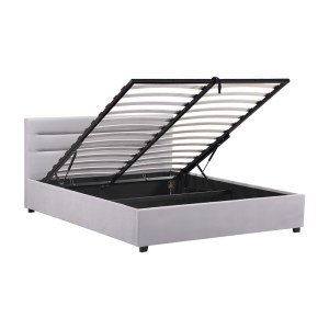 pak-006-000059-3 ΚΡΕΒΑΤΙ MOLITO PAKOWORLD ΒΕΛΟΥΔΟ ΣΕ ΓΚΡΙ ΑΠΟΧΡΩΣΗ ΜΕ ΑΠΟΘΗΚΕΥΤΙΚΟ ΧΩΡΟ150X200ΕΚ