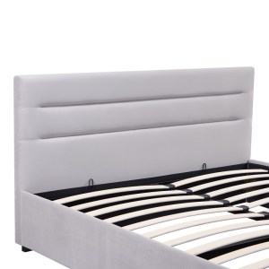 pak-006-000059-4 ΚΡΕΒΑΤΙ MOLITO PAKOWORLD ΒΕΛΟΥΔΟ ΣΕ ΓΚΡΙ ΑΠΟΧΡΩΣΗ ΜΕ ΑΠΟΘΗΚΕΥΤΙΚΟ ΧΩΡΟ150X200ΕΚ