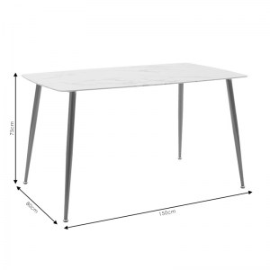 pak-029-000152-4 ΤΡΑΠΕΖΙ PARIS PAKOWORLD ΟΒΑΛ ΓΥΑΛΙ 8MM ΛΕΥΚΟ ΜΑΡΜΑΡΟΥ-ΧΡΥΣΟ 150X80X75ΕΚ