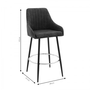 pak-029-000169-7 ΣΚΑΜΠΟ BAR CODY PAKOWORLD ΜΕΤΑΛΛΙΚΟ ΜΑΥΡΟ-ΥΦΑΣΜΑ ΑΝΟΙΧΤΟ ΓΚΡΙ ANTIQUE