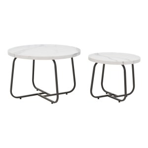 pak-029-000240-1 TΡΑΠΕΖΙΑ ΣΑΛΟΝΙΟΥ CRISMORY PAKOWORLD ΣΕΤ 2ΤΕΜ MDF ΣΕ ΑΠΟΧΡΩΣΗ ΛΕΥΚΟ ΜΑΡΜΑΡΟΥ ΚΑΙ ΜΑΥΡΑ ΜΕΤΑΛΛΙΚΑ ΠΟΔΙΑ
