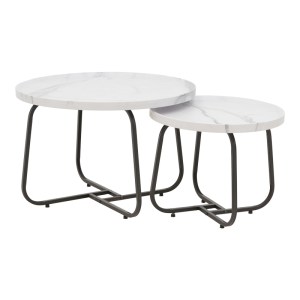 pak-029-000240 TΡΑΠΕΖΙΑ ΣΑΛΟΝΙΟΥ CRISMORY PAKOWORLD ΣΕΤ 2ΤΕΜ MDF ΣΕ ΑΠΟΧΡΩΣΗ ΛΕΥΚΟ ΜΑΡΜΑΡΟΥ ΚΑΙ ΜΑΥΡΑ ΜΕΤΑΛΛΙΚΑ ΠΟΔΙΑ