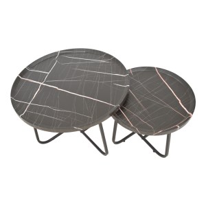 pak-029-000241-1 TΡΑΠΕΖΙΑ ΣΑΛΟΝΙΟΥ CRISMORY PAKOWORLD ΣΕΤ 2ΤΕΜ MDF ΣΕ ΑΠΟΧΡΩΣΗ ΜΑΥΡΟ ΜΑΡΜΑΡΟΥ ΚΑΙ ΜΑΥΡΑ ΜΕΤΑΛΛΙΚΑ ΠΟΔΙΑ