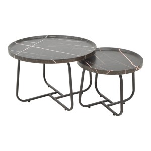 pak-029-000241 TΡΑΠΕΖΙΑ ΣΑΛΟΝΙΟΥ CRISMORY PAKOWORLD ΣΕΤ 2ΤΕΜ MDF ΣΕ ΑΠΟΧΡΩΣΗ ΜΑΥΡΟ ΜΑΡΜΑΡΟΥ ΚΑΙ ΜΑΥΡΑ ΜΕΤΑΛΛΙΚΑ ΠΟΔΙΑ